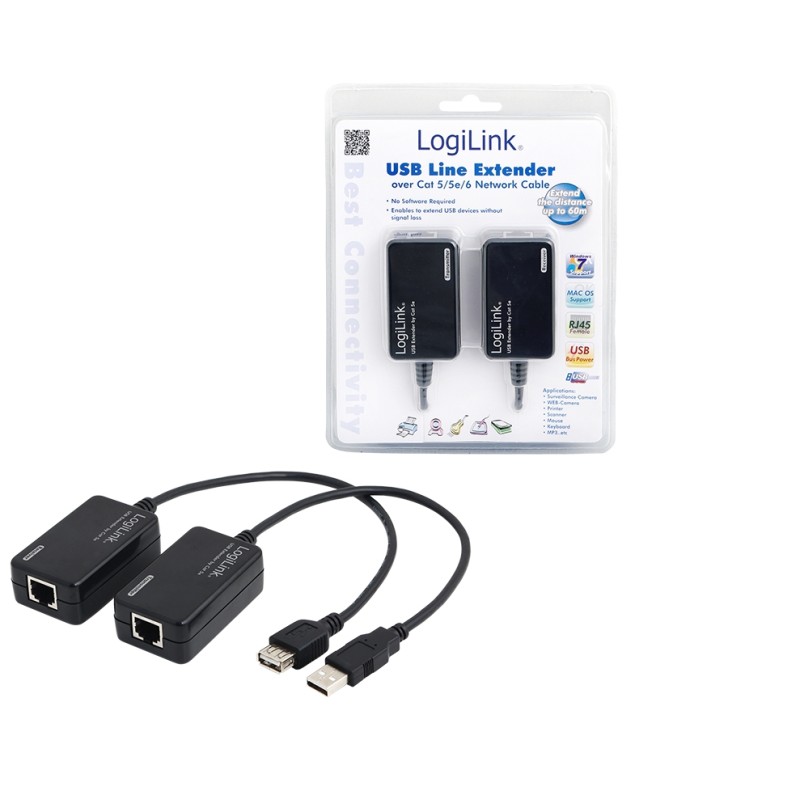 LogiLink USB 2.0 Cat.5 extender, 60 m,